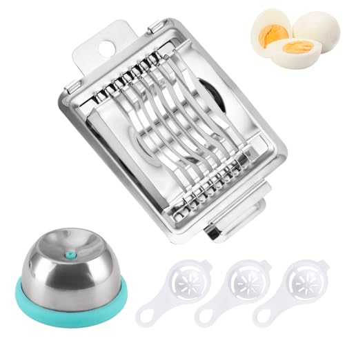 1 Cortador de Huevos de Acero Inoxidable 304, 1 Perforador de Huevos Crudos, 3 Separadores de Claras de Huevo, Juego de Herramientas de Cocina para Cortar Huevos, Fresas y Frutos Rojos