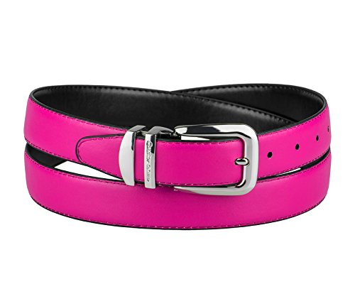 Reversible Belt Wide Solid Colors Black Bonded Leather Silver-Tone Bkle