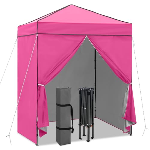 INTER HUT 6x4 Pop Up Canopy Tent, Easy Up Canopy, 4 Sidewalls, Pink