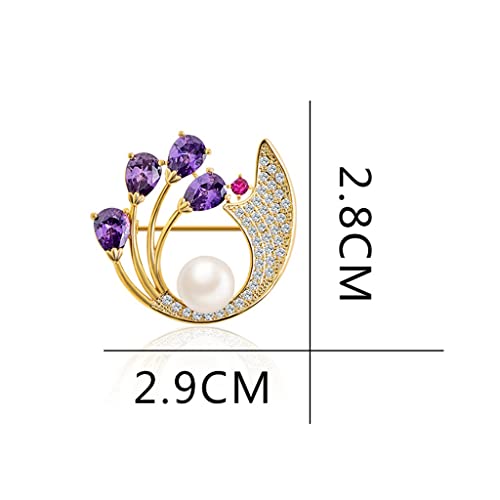 Broche de flor lila para mujer con cristales de 2,8 x 2,5 cm 2