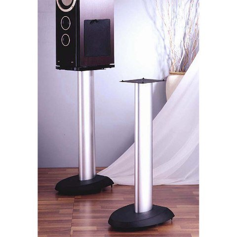 Black Base Silver Aluminum Pole 24 in. Height Speaker Stand