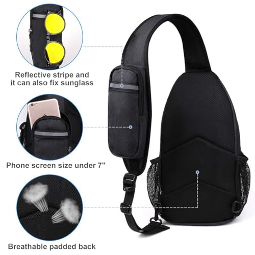 Image of GUSTAVE Sling Bag for Men Stylish Crossbody Bag for Men - Lightweight, Durable Design, Perfect for Travel, Outdoor Activities, Daily Commute, Adjustable Strap, Sleek Black Finish, Compact & Spacious