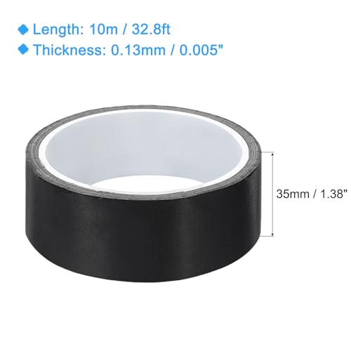 Image of MECCANIXITY High Temperature Tape 35mm PTFE Coated Fabric Tape Heat Resistant Tape for Vacuum Sealers Adhesive Tape 10m /33ft Black 0.13mm Thickness