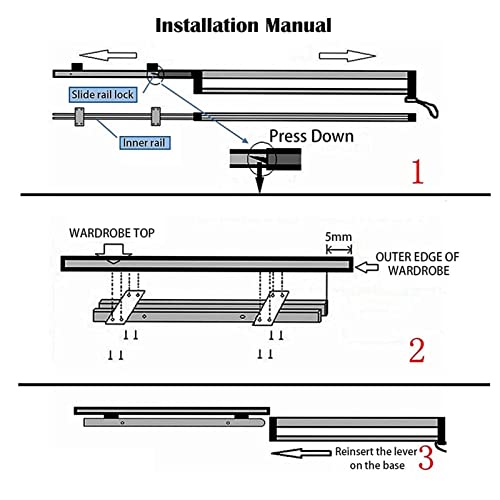 Tringle de penderie escamotable réglable et extensible pour dressing