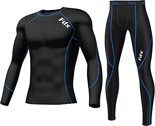 FDX Mens Compression Armour Base Layer Top Skin Fit Shirt + Leggings Set
