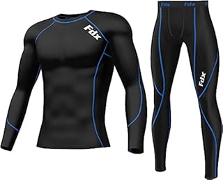 FDX Mens Compression Armour Base Layer Top Skin Fit Shirt + Leggings Set