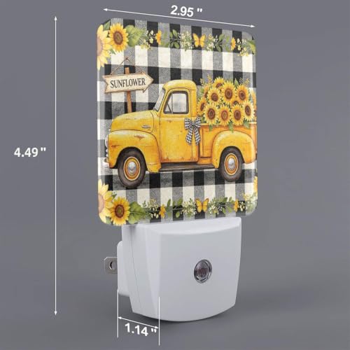 Image of Sunflower Gnome Trucks LED Plug-in Night Lamp Set of 2 for Bedroom
