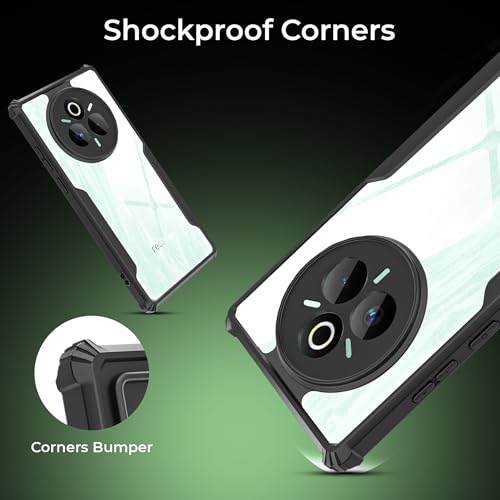 Image of A rtistque Clear Hard Transparent Acrylic Armor Anti-Drop Shockproof TPU Edge Back Cover Case for Realme P3 Pro - Black