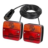 Qiping Feux Remorque,12V Feux de Remorque Magnétiques Installation,7.5M Câble 7 Broches avec E Mark E11 pour Camions camping-cars voitures bateaux
