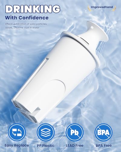 Image of Improvedhand Water Filter Replacement Compatible with Water Pitchers and Dispensers, OB03, Classic 35557, Mavea 107007 and More, Pack of 6
