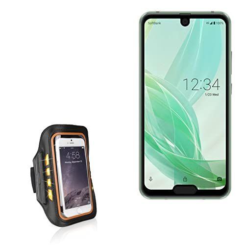 BoxWave Case Compatible with Sharp Aquos R2 Compact - JogBrite Sports Armband, High Visibility Safety Light LED Runners Armband - Bold Orange