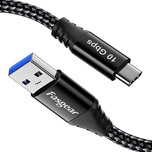 Fasgear USB C Kabel,1.5m USB-C zu USB 3.2 Gen 2 Kabel Geflochten,Datenkabel USB auf USB C 10Gbps Android Auto,3A Schnellladung kompatibel für i-Pad Pro SSD Galaxy S25 S24 S23 X-Box Controller(Schwarz)