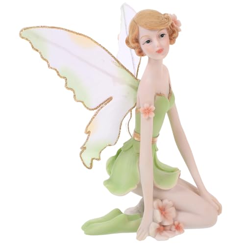 Milisten Figura Decorativa de Hada de Resina Verde Tamaño Mediano, Adorno Artesanal para Jardín y Escritorio Adecuado para Cumpleaños y Vacaciones