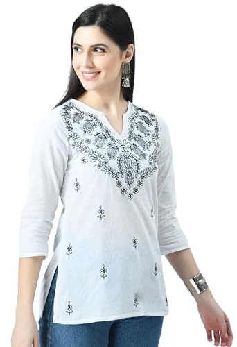 Image of QAZMI Women's Cotton Straight Embroidered Kurti