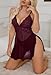Crexomi Plus Size Lingerie Women Sexy Lace Babydoll Set Chemise Mesh Wedding Nightie Bridal Nightdress Burgundy, XXL