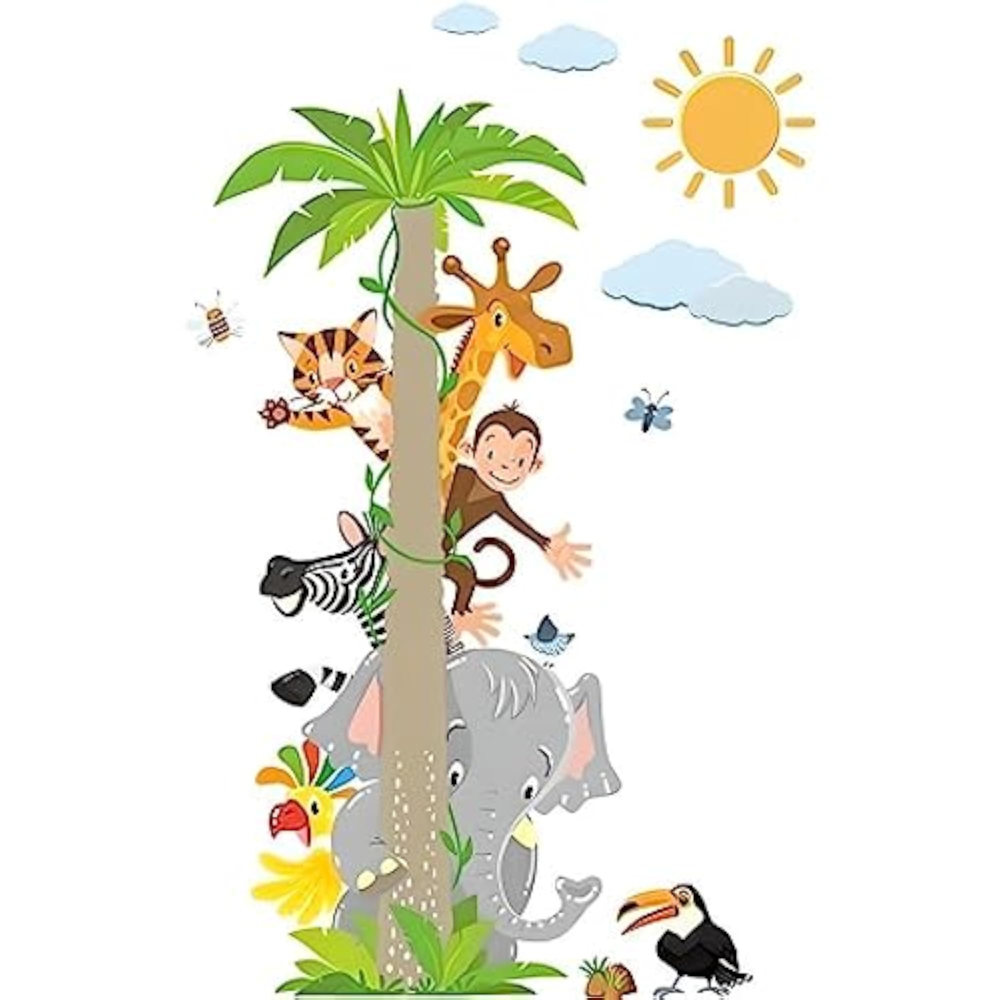 Coconut Tree Jungle Animal Wall Sticker for Home Decor