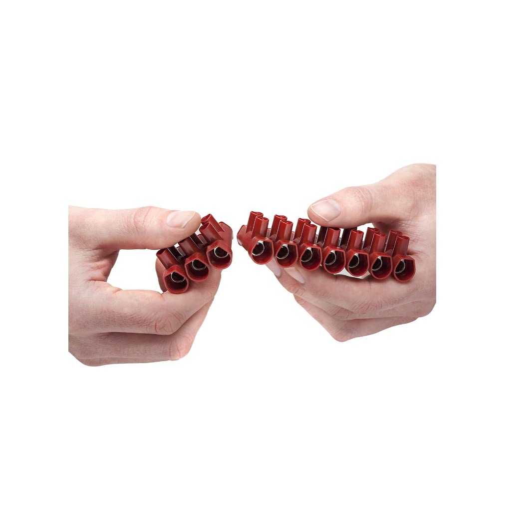 RASMACOR | PRO 35 mm2 | Connex Lüsterklemmen-Set 2-teilig - Neues 12-poliges Design - Kabelquerschnitt 35 mm² - rot | Rahmenklemmen | 12-polige Klemmleiste | Hausinstallation (Packung mit 2)