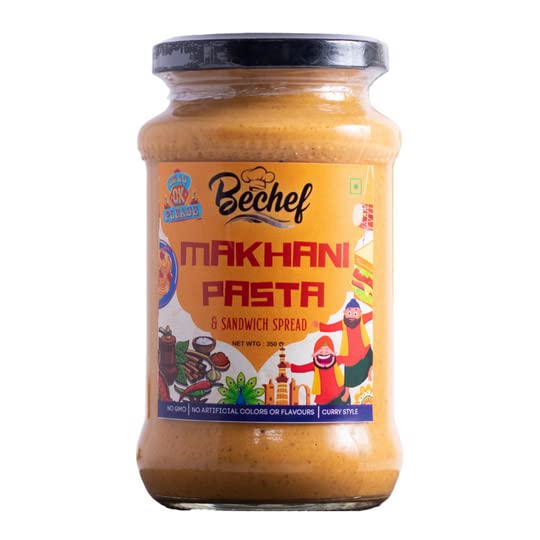 Bechef Makhani Pasta Sauce :: Original Indo American Fusion Recipe :: Creamy Pasta Sauce with Creamy and Punjabi Flavours : Use as a Pasta Sauce, Sandwich Spread, Pizza Sauce or Just as a Dip :: 350 g