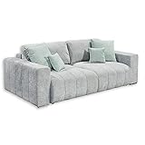 MODERN - Das Sofa verleiht dem Raum durch die kunstvollen Verzierungen und den Farbakzenten ein modernes Ambiente. Der feine Bezug und silberfarbene Füße vervollständigen das Gesamtbild harmonisch.