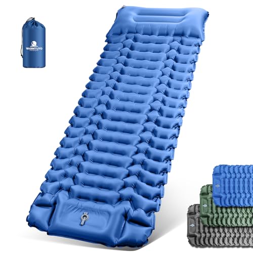 WARMTUYO Isomatte Camping, Ultraleicht Camping Aufblasbare Matratze mit Fußpresse Pumpe und Kopfkissen… – Ansicht 1