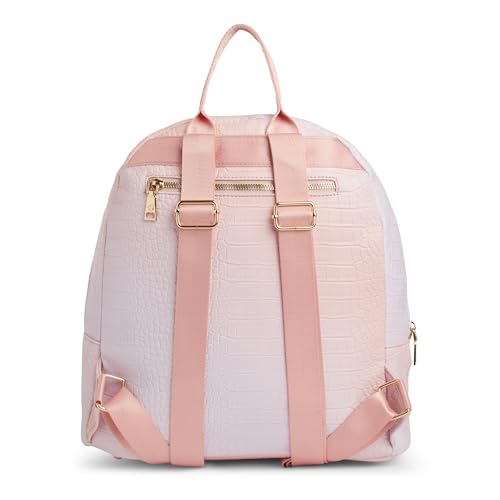 Image of Caprese Marilyn Large Fashion Backpack for Women | Croc Pattern Faux Leather Laptop Compatible Backpack with Front Pocket & Zip Closure | Stylish & Spacious Everyday Use Office Bag (Orange)