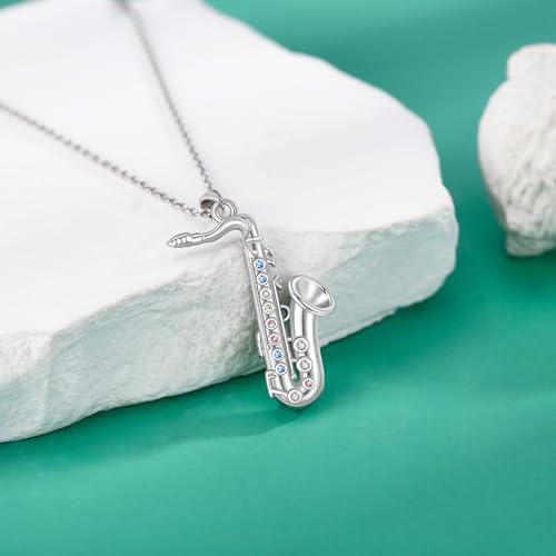 Turquoise Violin/Saxophone/Music Piano Necklace Sterling Silver Music Jewelry Gifts for Women Music Lovers2