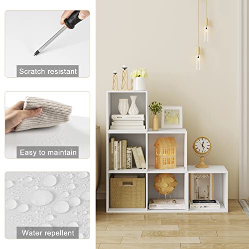 WOLTU weißes Regal für Buch Spielzeug, Bücherregal mit 6 Fächern, Schrank für Wohnzimmer Schlafzimmer, Raumteil aus Holzewerkstoff, Würfelregal Stufenregal 90x90x30 cm SK027ws