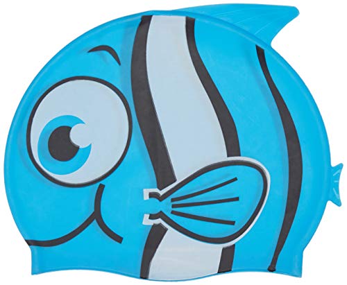 Touca Silicone Touquinha Infantil Peixinho Azul Marinho Esporte Natação Piscina Nadar Menino Menina