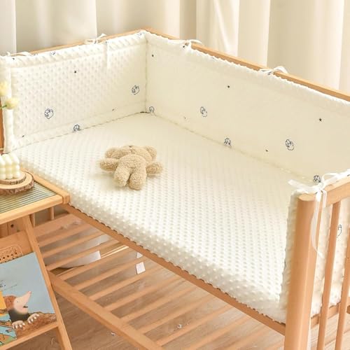 LYMLYB 1 Pieza Nido Cuna para bebé,Suave,Borde Cuna Fibra poliéster, protección Bordes,Protector Cuna para bebé,Borde Cuna,Protector Cama,Cuna Transpirable para bebé NES,J,63.0x11.0inches