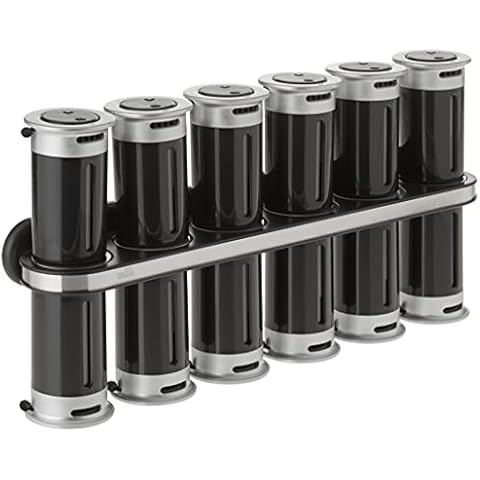 Zevro Zero Gravity Wall-Mount Magnetic Spice Rack, Black/Silver - Set of 12 Cover