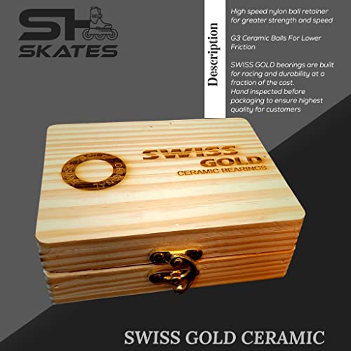 Image of Swiss Gold 627 / 608Z Hybrid Ceramic Bearings(7mm) /(8mm) for Quad & Inline Skates(Pack of 16) (627ZZ)(INLINE))