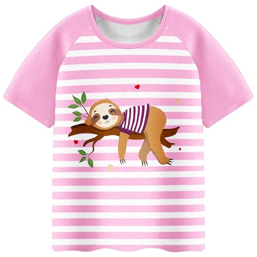 LQSZ 2 Pcs Girls Pajamas Short Sleeves Top and Shorts for Little Girls Sleepwear Size 3-10 Years3