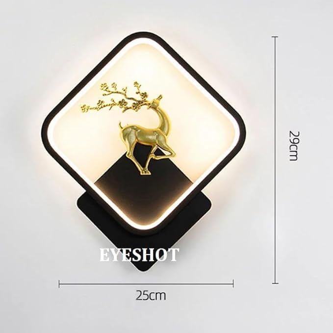 Image of Home Decore Led Fancy Wall Light,Night Lamp,Decorative Lamp,Wall Hanging Lights for Bedroom,Living Room,Color(Warm White+Natural White+Cold White).(Black Squar Deer)(Pack of 4)