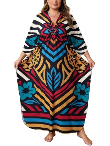Image of Kaftan Dress for Women - Plus Size Caftan Maxi Beach Dress Moo Moos Loungewear, Swimsuit Cover Up for Beach, Pool or Vacation