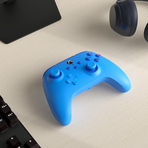 powera wired controller for xbox series xs - blue gamepad video gamegaming controller works with xbox one officially licensed