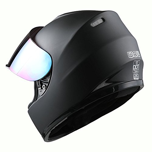 WOW Motorcycle Full Face Helmet Street Bike BMX MX Youth Kids Matt Black - Thumbnail 3