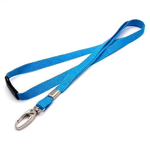 10 Pack Blue Lanyards for ID Badges with Safety Breakaways and Metal Lobster Clips