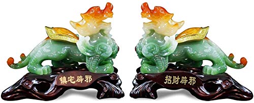 Pi Xiu Ornements Feng Shui : Paire de Statuettes Décoratives pour Salon et Bureau