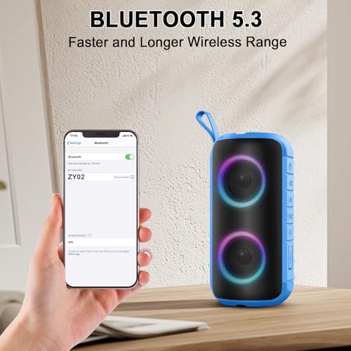 Image of Hupoaf Bluetooth Speaker, 2026 New Portable Wireless Speaker with 6D Loud Sound, IPX7 Waterproof Stocking Stuffers, HD Call, RGB Lights, 12H Playtime for Home /Party /Outdoor /Beach, White Elephant Gift