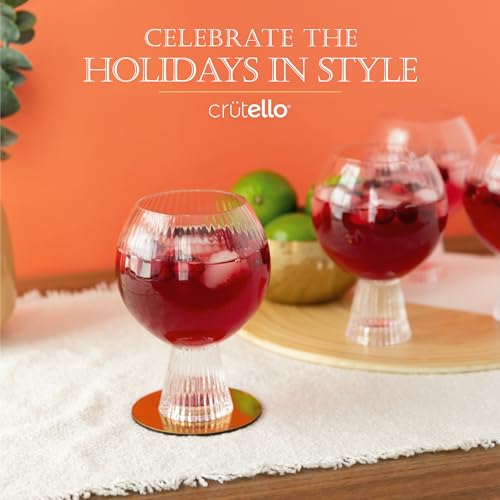 Crutello Aperol Spritz Glasses | Goblet Cocktail Glasses Set of 4-16 oz Gin and Tonic, Sangria, or Aperol Spritz Glassware, Unique Cocktail Glassware for Gifts - Thumbnail 4
