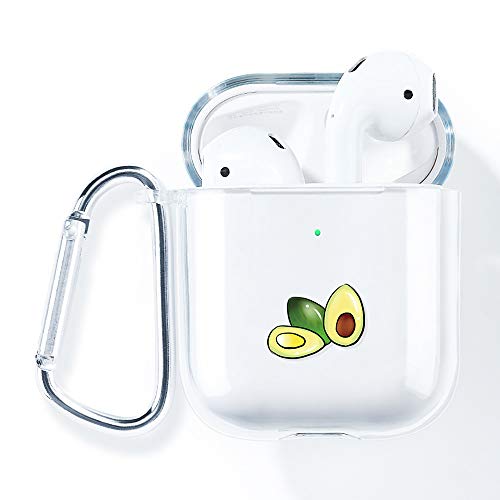 AKABEILA Etui do Apple Airpods 2 i 1 Case silikonowe przezroczyste etui Air pods 1 etui ochronne akcesoria [LED widoczne z przodu] [odporne na uderzenia etui ochronne] z karabińczykiem