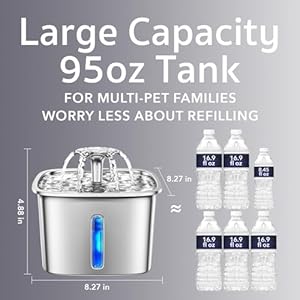 Veken innovation award winner stainless steel cat water fountain 95oz28l automatic pet fountain dog water dispenser with replacement filters silicone mat for cats dogs multiple pets silver  urban country home decor