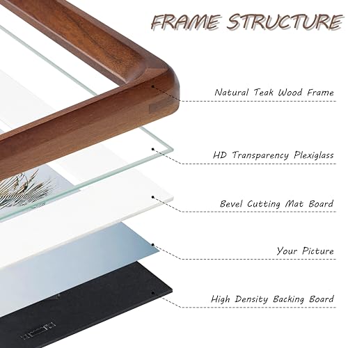 Image of 18x24 Picture Frame with Mat for 16x20, USA-Sourced Natural Walnut Wood Handcrafted Rounded Corner with Plexiglass, Vertical or Horizontal Display Photo Gallery Poster Wall Mounting Frame
