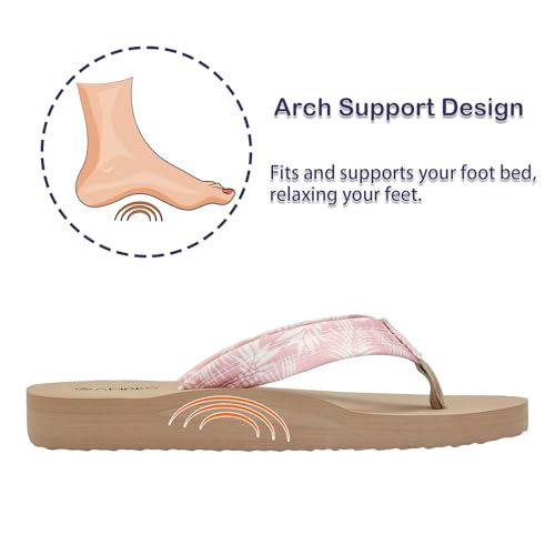 Ampeo Women's Arch Support Flip Flops Comfortable Casual Summer Beach Thong Sandals