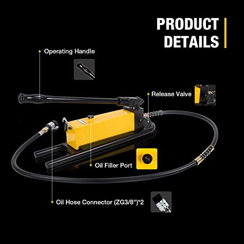 Image of Manual Hydraulic Hand Pump 1500cc 10000Psi Portable Hydraulic Cylinder Single Acting for Separate Type Hydraulic Tools, Hydraulic Lifting Pump, CP-700D