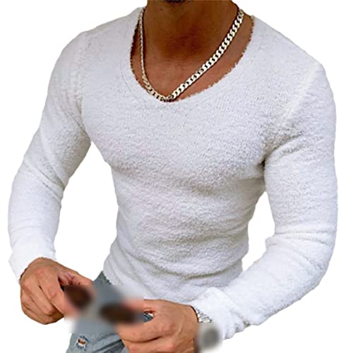 T-shirt en tricot de polaire Roquorl haut de gamme avec col en V pour homme moderne