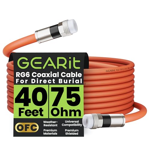 Câble coaxial RG6 GearIT souterrain pour brancher la TV dans le pool house