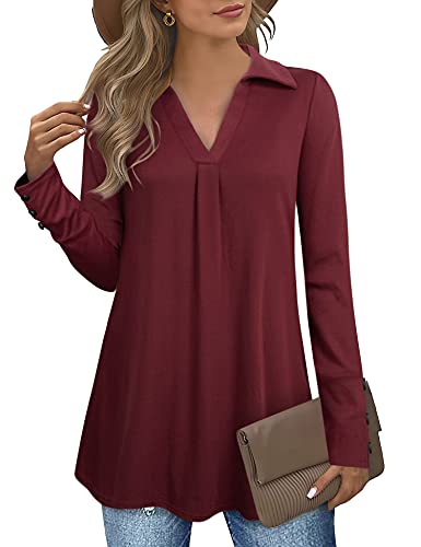 Tunic Sweater For Women,Vivilli Ladies V Neck Tunic Tops For Leggings For Women Plus Size Work Blouses Business Casual Office Long Sleeves Shirts Dressy Ladies Flowy Swing Tops Dark Red XXl Tunic Sweater For Women,Vivilli Ladies V Neck Tunic Tops For Leggings For Women Plus Size Work Blouses Business Casual Office Long Sleeves Shirts Dressy Ladies Flowy Swing Tops Dark Red XXl