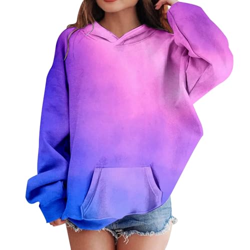 Girls Boys Tie Dye Sweatshirt Oversized Gradient Color Hoodies Kids Fashion Casual Streetwear Cute Pullover Tops with Pocket2