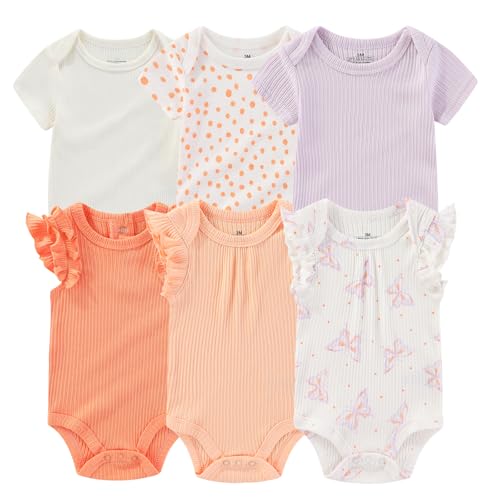 Ruliby Baby Girl Short-sleeve Bodysuit Cotton One-piece Outfit Romper 0-3 Months